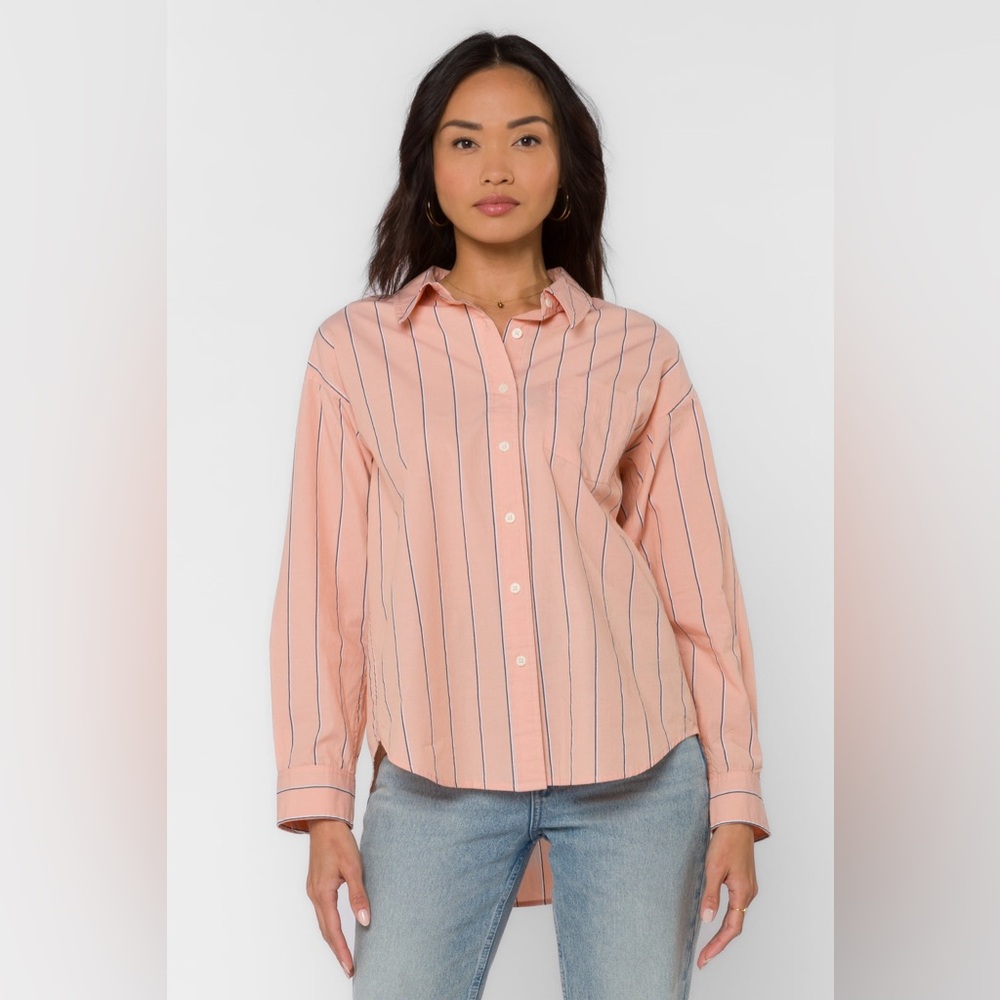 VELVET & HEART RANDALL Button up STRIPE Peach SHIRT - Picture 5 of 14